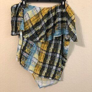 Project Runway Plaid Off Shoulder Top